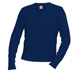 Sweaters-V-neck Pullover-Navy Embroidered